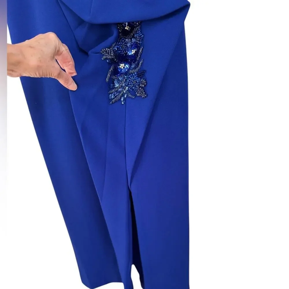 NWT Aidan Mattox Strapless Bonded Crêpe Appliqué Cocktail Indigo Dress – Sz 6 - Picture 7 of 14